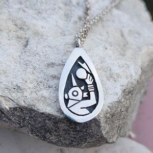 Delfred "Sparks" Masawytewa Hopi overlay pendant with chain